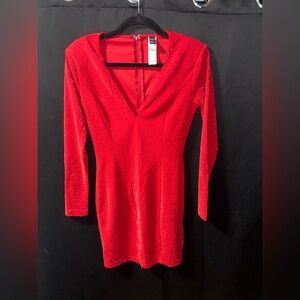 Windsor Red Sparkle V-Neck Long-Sleeve Tunic Top